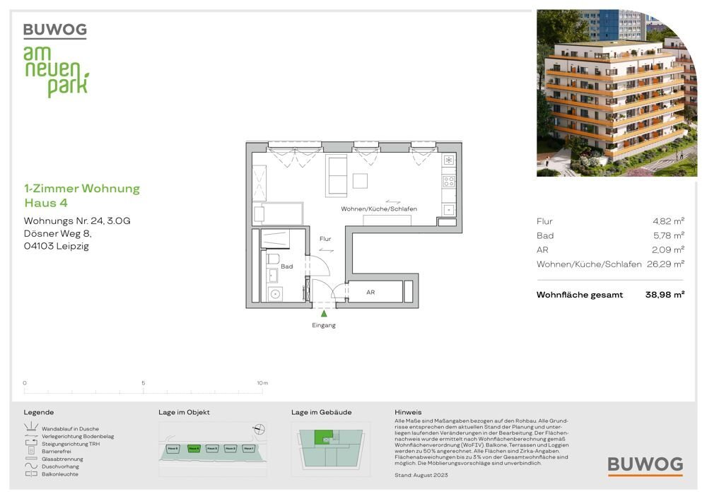 Wohnung zum Kauf 127.000 € 1 Zimmer 39 m²<br/>Wohnfläche 3.<br/>Geschoss Dösner Weg 8 Zentrum - Südost Leipzig 04103