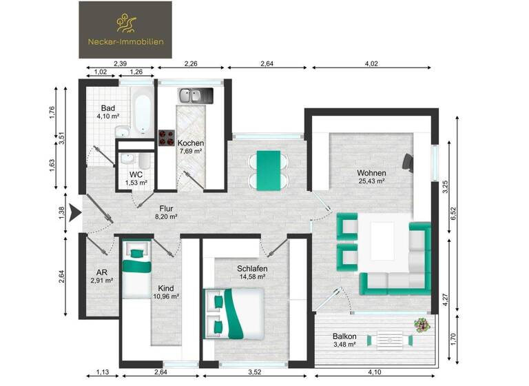 Wohnung zum Kauf 315.000 € 3,5 Zimmer 87 m² 3. Geschoss Besigheim 74354