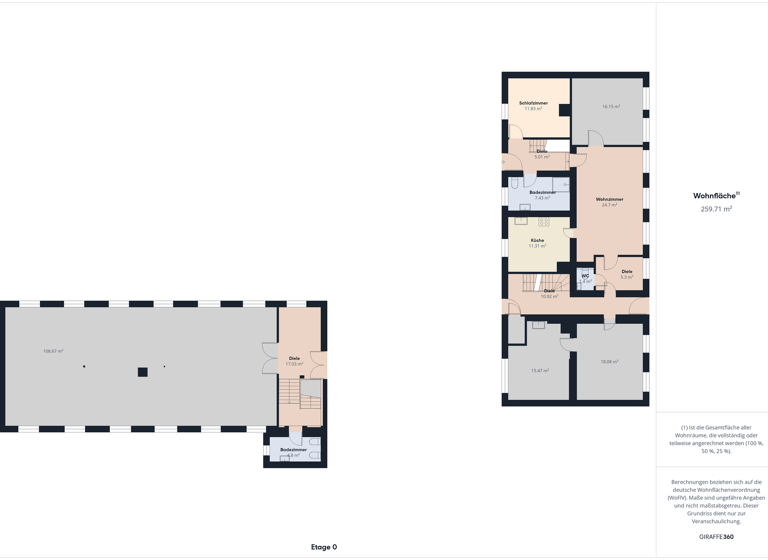 Mehrfamilienhaus zum Kauf provisionsfrei 789.000 € 10 Zimmer 306,7 m² 1.142 m² Grundstück Freistett Rheinau 77866