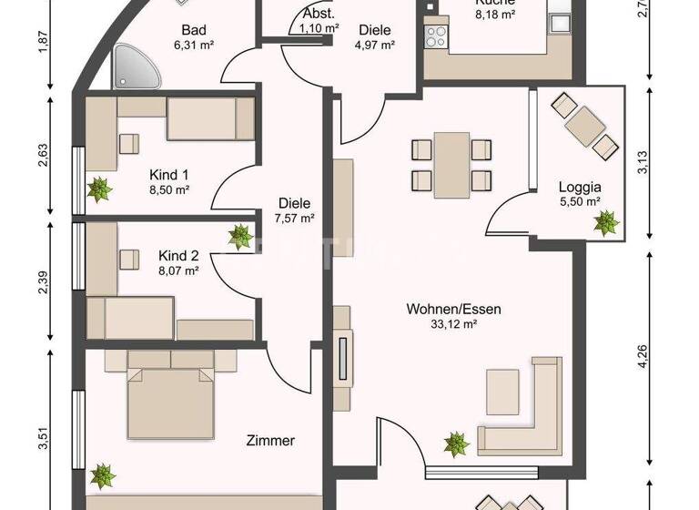Wohnung zum Kauf 254.700 € 4 Zimmer 103 m² 3. Geschoss Broich Mülheim 45479