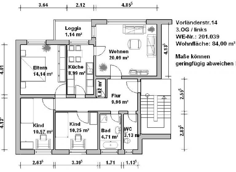 Wohnung zur Miete 1.375 € 4 Zimmer 84 m² frei ab sofort Vorlaenderstr. 14 Innenstadt Minden 32425