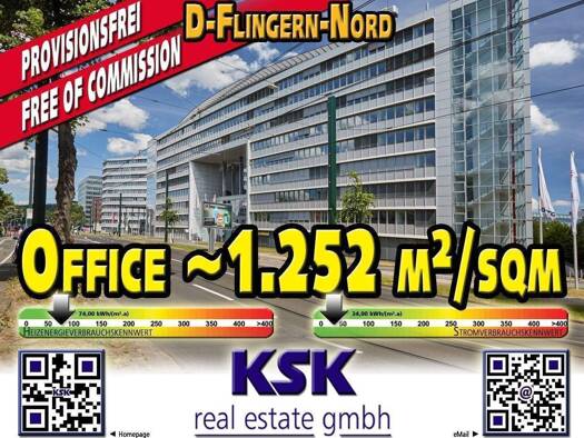 Bürofläche zur Miete provisionsfrei 14,50 € 1.252 m² Bürofläche teilbar von 560 m² bis 1.252 m² Düsseltal Düsseldorf 40237