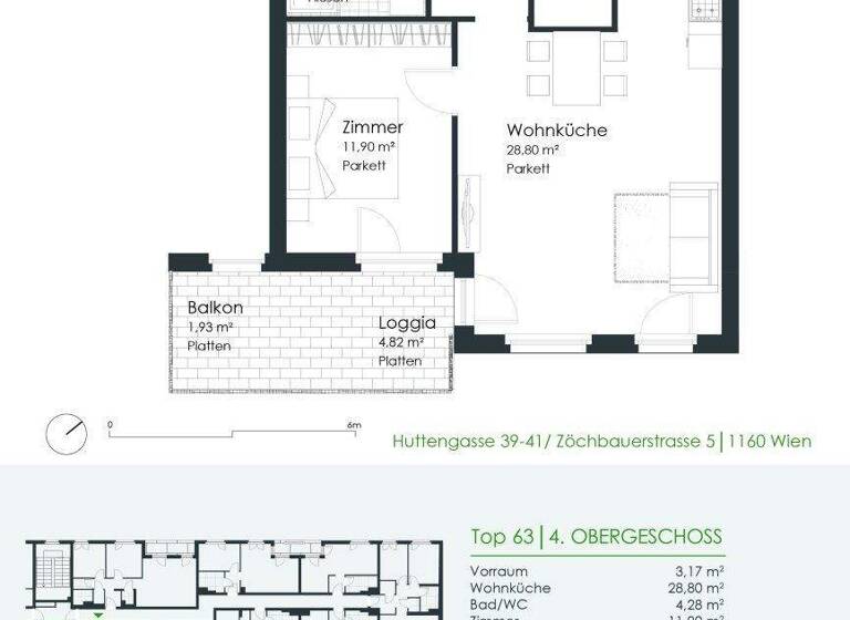 Wohnung zur Miete 802 € 2 Zimmer 50,6 m² 4. Geschoss frei ab 01.03.2026 Zöchbauerstraße 5 Wien 1160