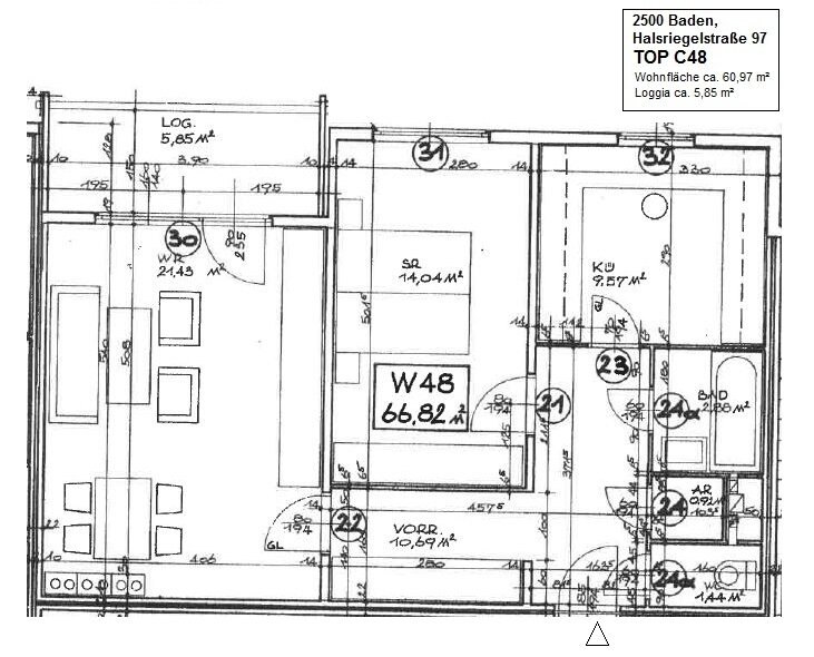 Wohnung zur Miete 680 € 2 Zimmer 61 m²<br/>Wohnfläche 5.<br/>Geschoss Halsriegelstraße 97 Baden 2500