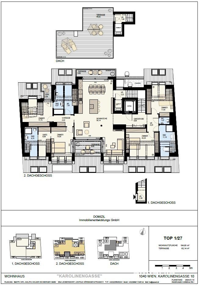 Penthouse zum Kauf 3.690.000 € 5 Zimmer 194,9 m²<br/>Wohnfläche 6.<br/>Geschoss Wien 1040