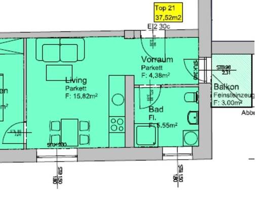 Wohnung zur Miete 370 € 2 Zimmer 37,5 m² 1. Geschoss frei ab 01.01.2027 Eggenberg Graz 8020