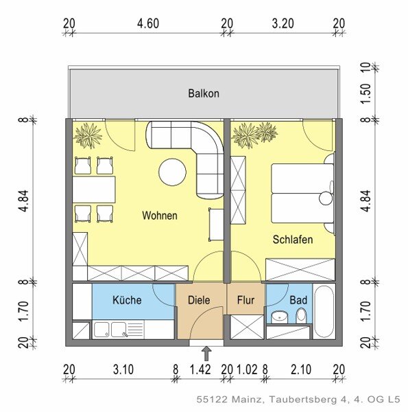 Wohnung zur Miete 678 € 2 Zimmer 55,5 m²<br/>Wohnfläche 4.<br/>Geschoss 11.01.2025<br/>Verfügbarkeit Am Taubertsberg 4 Hartenberg / Münchfeld Mainz 55122