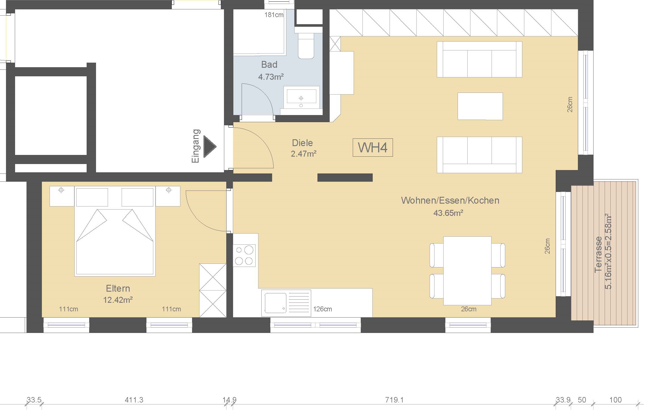 Wohnung zum Kauf provisionsfrei 354.270 € 2 Zimmer 61,3 m²<br/>Wohnfläche 1.<br/>Geschoss Nittel Nittel 54453