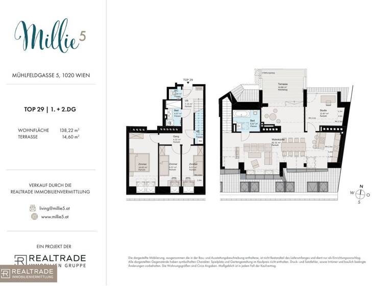 Wohnung zum Kauf 1.349.000 € 5 Zimmer 138,2 m² 5. Geschoss Mühlfeldgasse 5 Wien 1020