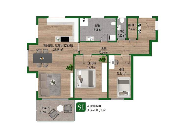 Wohnung zum Kauf provisionsfrei 424.000 € 3,5 Zimmer 88,3 m² EG Laichingen 89150