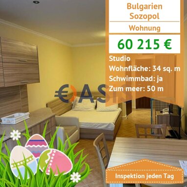 Apartment zum Kauf provisionsfrei 60.000 € 1 Zimmer 34 m² 1. Geschoss Sozopol 8130