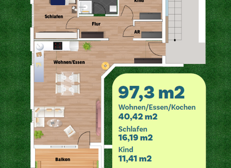 Wohnung zum Kauf - Neubau provisionsfrei als Kapitalanlage geeignet 419.000 € 3 Zimmer 97,3 m² Hartschmiedenweg 4 Neustadt Neustadt an der Aisch 91413