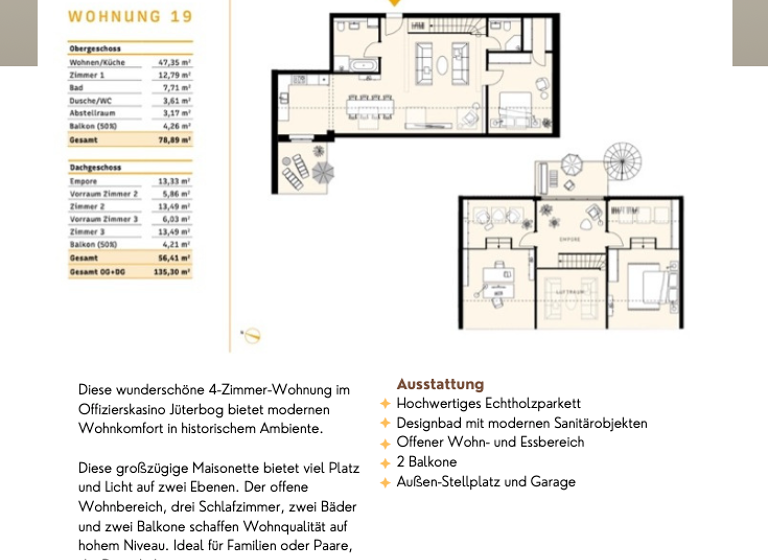 Maisonette zur Miete 1.759 € 4 Zimmer 135,3 m² frei ab sofort Fuchsberge 8 Jüterbog 14913
