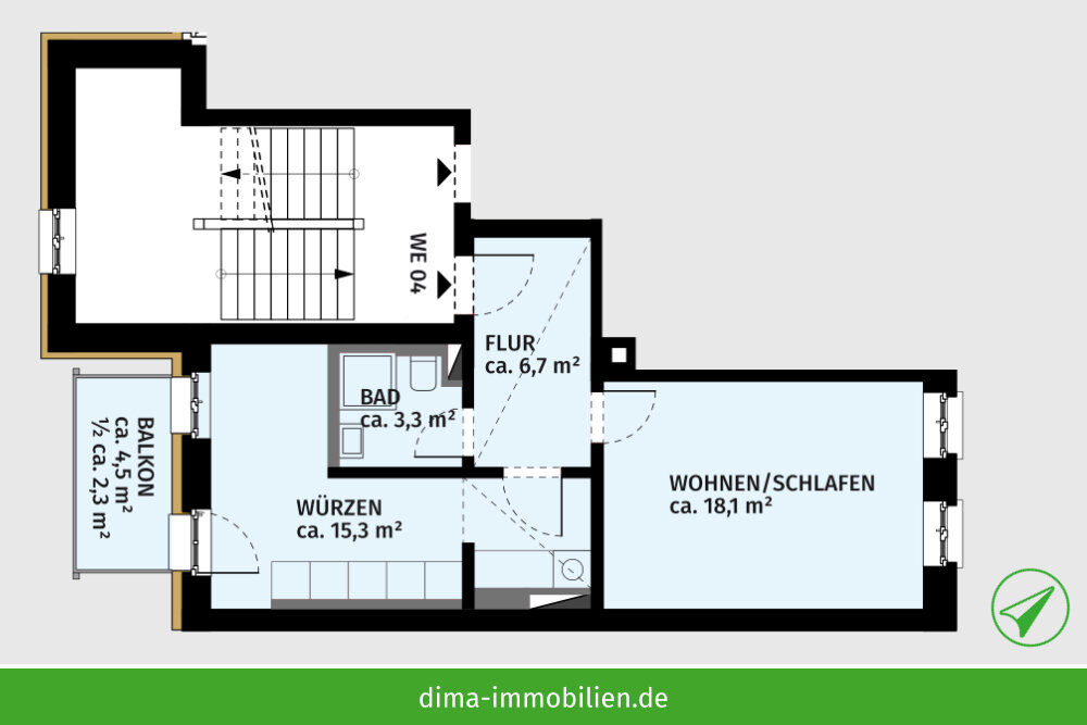 Wohnung zum Kauf 227.500 € 1 Zimmer 45,7 m²<br/>Wohnfläche 2.<br/>Geschoss Nathanaelstraße 13 Altlindenau Leipzig 04177