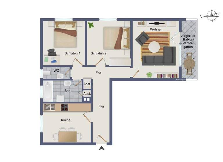 Wohnung zum Kauf 220.000 € 3 Zimmer 80 m² 1. Geschoss Neuenburg Neuenburg am Rhein 79395