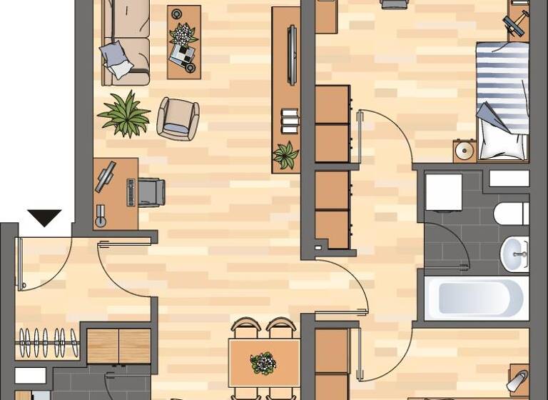 Wohnung zur Miete 599 € 3 Zimmer 74 m² 2. Geschoss frei ab 28.04.2026 Dosseweg 2 Weststadt Braunschweig 38120