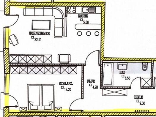 Wohnung zur Miete 385 € 2 Zimmer 70,1 m² 1. Geschoss frei ab sofort Dommitzscher Strasse 8 Bad Düben 04849