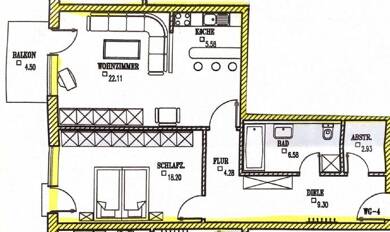 Wohnung zur Miete 385 € 2 Zimmer 70,1 m² 1. Geschoss frei ab 01.09.2025 Dommitzscher Strasse 8 Bad Düben Bad Düben 04849