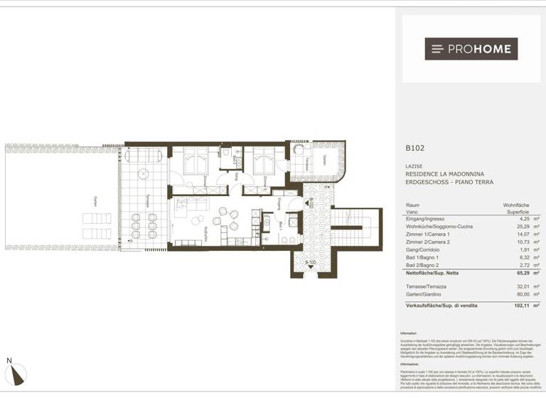 Wohnung zum Kauf 3 Zimmer 65,1 m² Via Mincio Lazise 37017