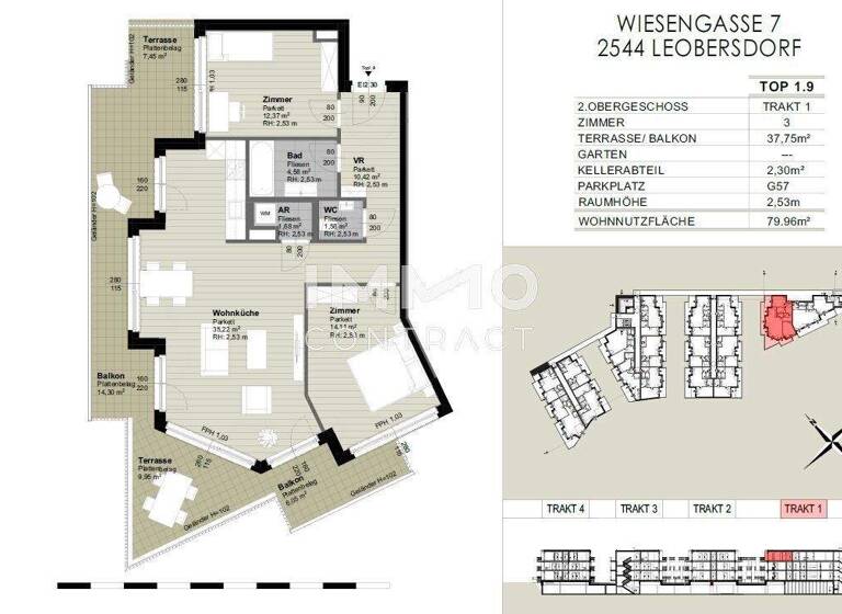 Wohnung zum Kauf provisionsfrei 380.325 € 3 Zimmer 80 m² Leobersdorf 2544