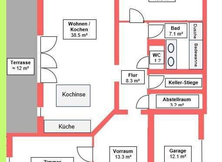 Wohnung zur Miete 1.300 € 3 Zimmer EG Brahmsstraße Jakomini Graz 8010