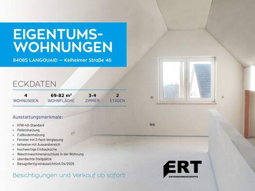 Wohnung zum Kauf provisionsfrei 342.500 € 3 Zimmer 69,4 m² frei ab 01.04.2026 Kelheimer Straße 46 Langquaid 84085