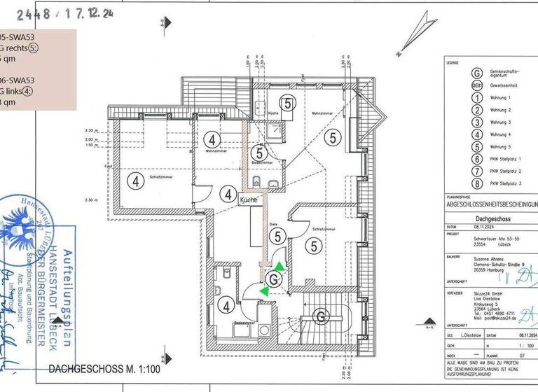 Wohnung zur Miete 795 € 2 Zimmer 45 m² 4. Geschoss frei ab 01.03.2026 St. Lorenz Nord Lübeck 23554