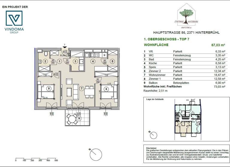 Wohnung zum Kauf 539.000 € 3 Zimmer 67 m² 1. Geschoss Hinterbrühl 2371