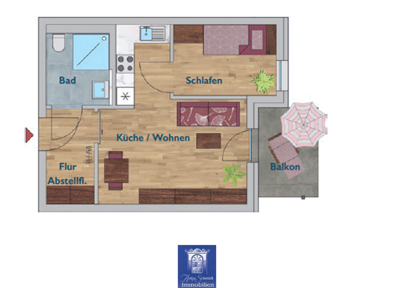 Wohnung zur Miete 555 € 2 Zimmer 42,2 m² Arnsdorf 01477
