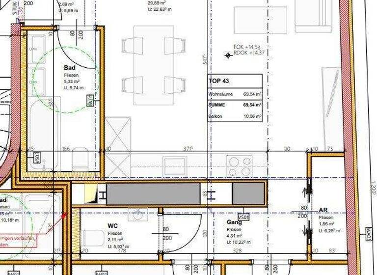 Wohnung zur Miete - Erstbezug 1.317 € 3 Zimmer 67,8 m² 4. Geschoss Wien 1100