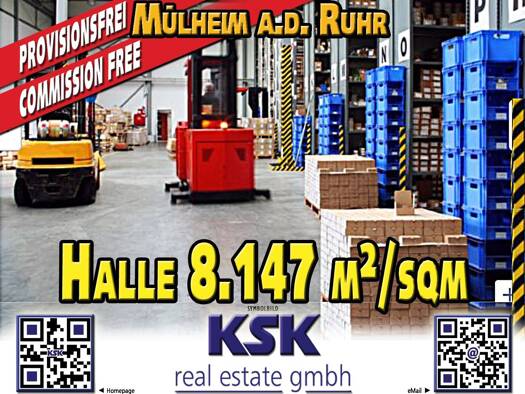 Logistikzentrum zur Miete provisionsfrei 10.041 m² Lagerfläche teilbar von 5.670 m² bis 10.041 m² Speldorf Mülheim an der Ruhr 45478
