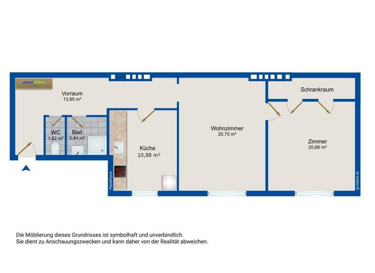Wohnung zur Miete 944 € 2 Zimmer 71,3 m² 3. Geschoss Wien, Mariahilf 1060