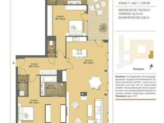 Penthouse zum Kauf - Erstbezug 2.650.000 € 3 Zimmer 152,6 m² 6. Geschoss Beatrixgasse Wien 1030