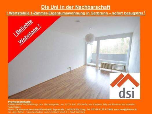 Studio zum Kauf 99.500 € 1 Zimmer 30,7 m² 3. Geschoss frei ab sofort Am Happach 46 Gerbrunn 97218