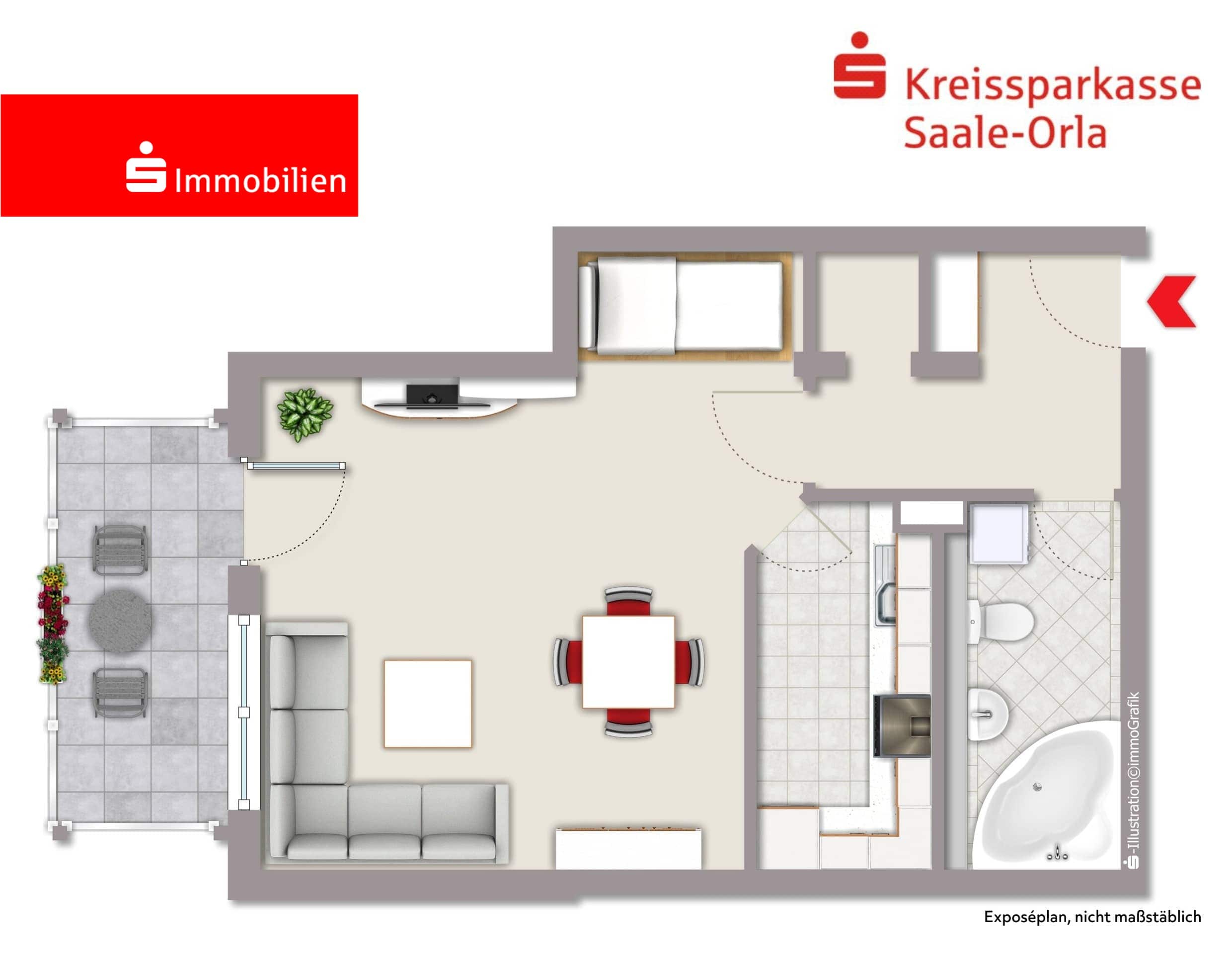 Wohnung zum Kauf 60.000 € 1 Zimmer 46 m²<br/>Wohnfläche Krölpa Krölpa 07387