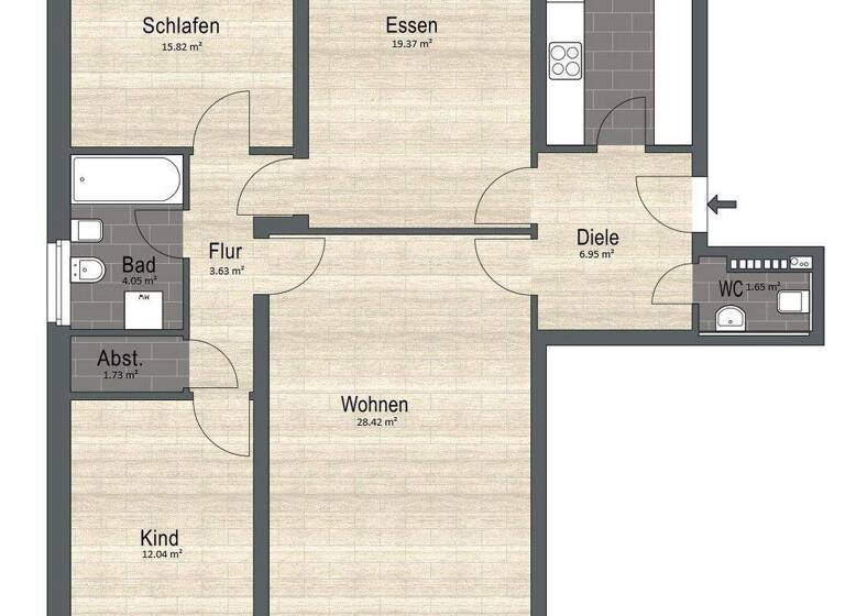 Wohnung zum Kauf 400.000 € 4 Zimmer 105 m² 1. Geschoss Urdenbach Düsseldorf / Urdenbach 40593