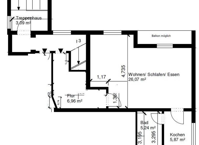 Wohnung zur Miete 820 € 1 Zimmer 45 m² 3 Geschosse frei ab sofort Heßloch Wiesbaden 65207