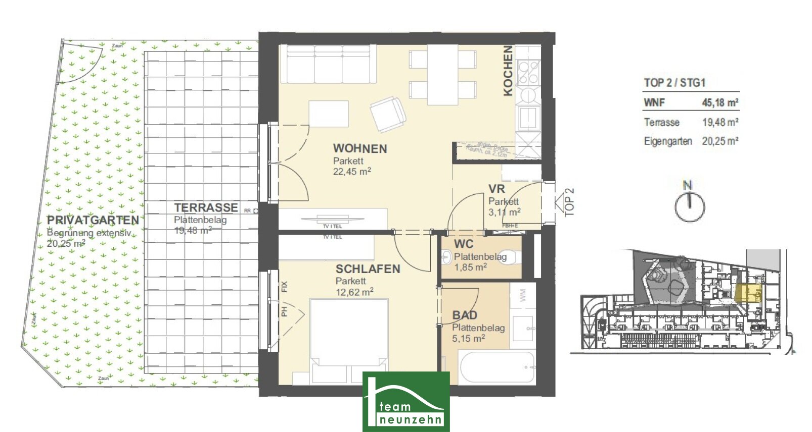 Wohnung zum Kauf provisionsfrei 320.321 € 2 Zimmer 45,3 m²<br/>Wohnfläche EG<br/>Geschoss Tokiostraße 5 Wien 1220