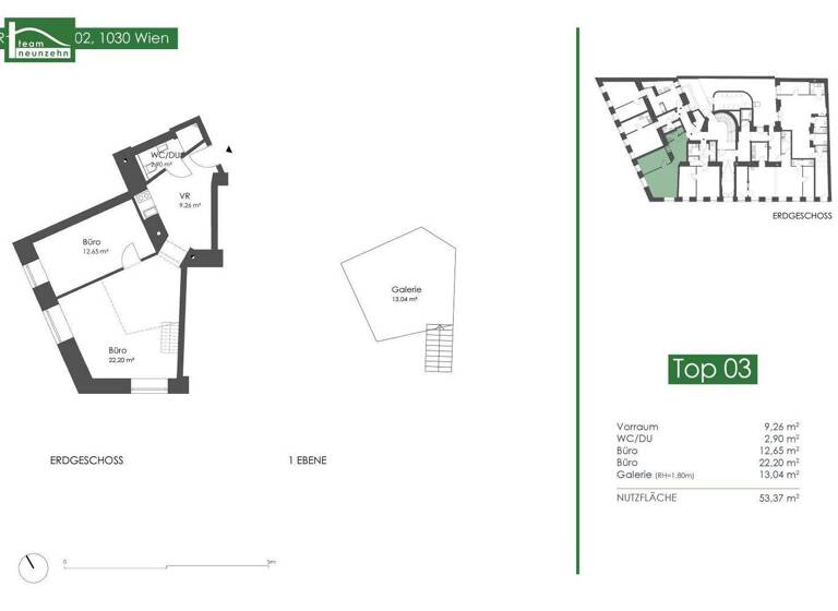 Wohnung zur Miete 1.135 € 3 Zimmer 53,1 m² EG Rennweg 102 Wien 1030