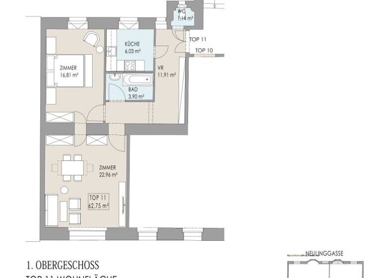 Wohnung zum Kauf 495.000 € 2 Zimmer 62,8 m² Wien,Landstraße 1030