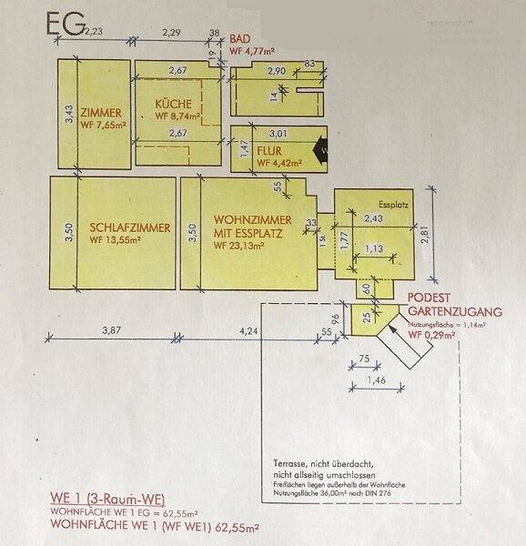 Wohnung zur Miete 570 € 3 Zimmer 62,6 m²<br/>Wohnfläche EG<br/>Geschoss Niederhohndorf Zwickau 08058