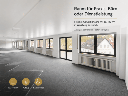 Bürogebäude zur Miete 1.290 € 4 Zimmer 140 m² Bürofläche Versbacher Straße 180 Versbach Würzburg 97078
