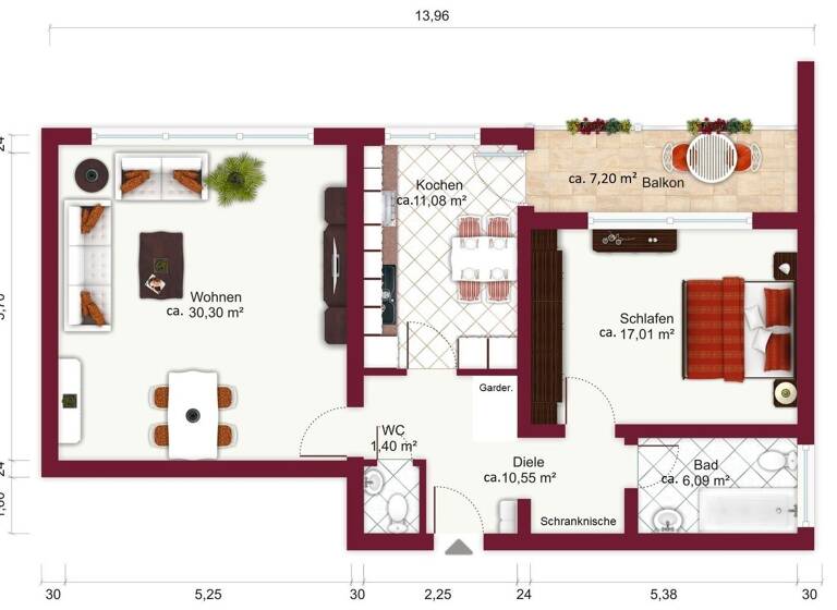 Wohnung zur Miete 760 € 2 Zimmer 78,6 m² Geschoss EG/1 frei ab sofort Gräfrath Solingen 42653