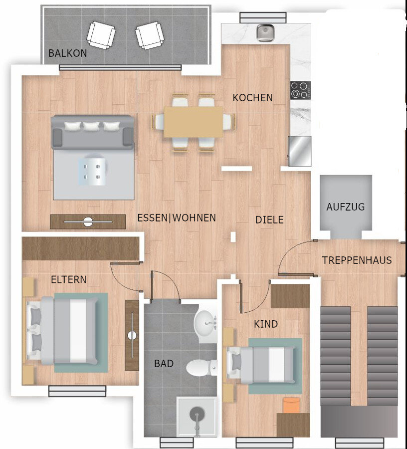 Wohnung zum Kauf 366.700 € 3 Zimmer 86,2 m²<br/>Wohnfläche 1.<br/>Geschoss Holsterhausen Herne 44625