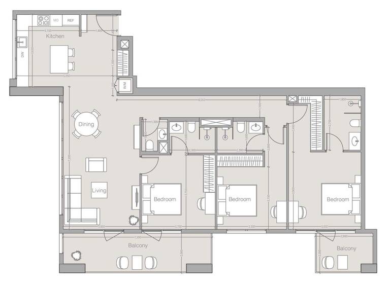 Wohnung zum Kauf provisionsfrei 624.058 € 4 Zimmer 150 m² Dubai 00000