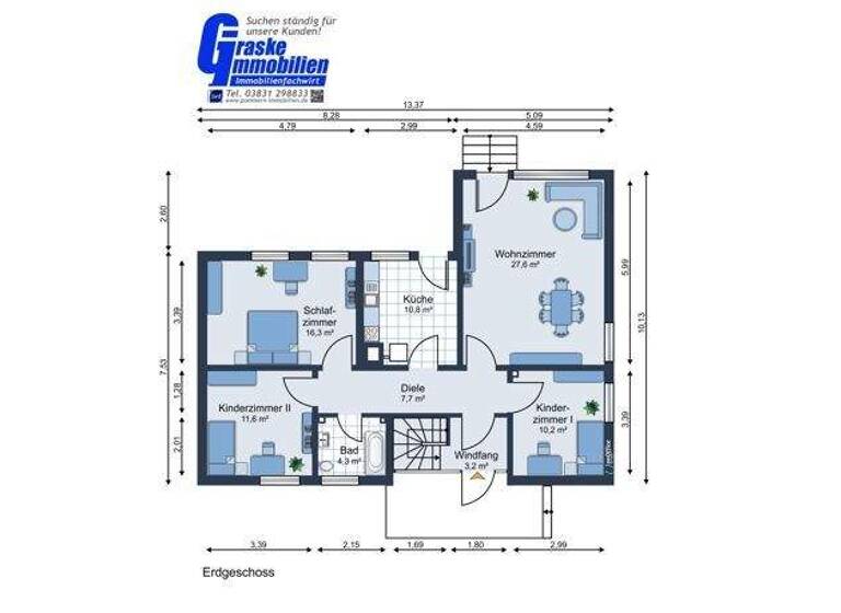 Einfamilienhaus zum Kauf 189.500 € 4 Zimmer 103 m² 589 m² Grundstück frei ab sofort Douzettering 2 Tribsees 18465