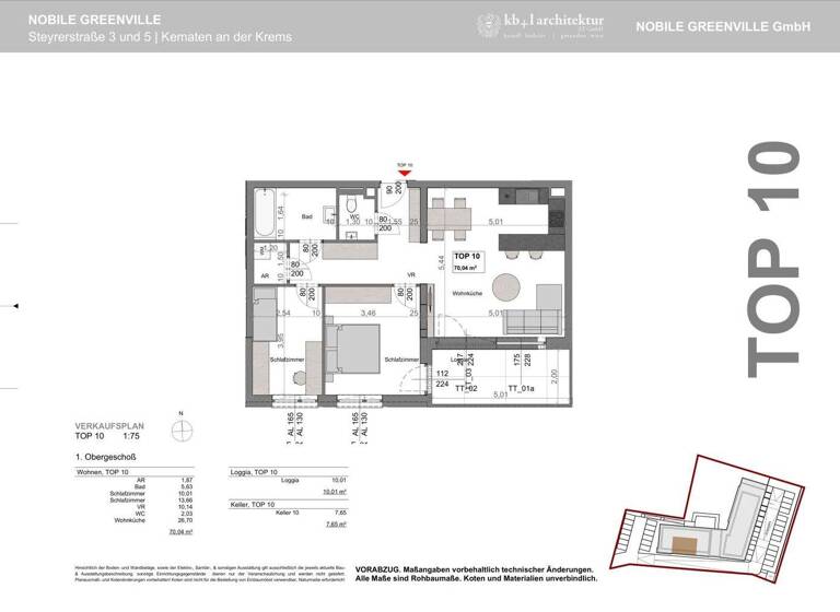 Wohnung zum Kauf - Erstbezug 298.000 € 3 Zimmer 70 m² 1. Geschoss Kematen an der Krems 4531