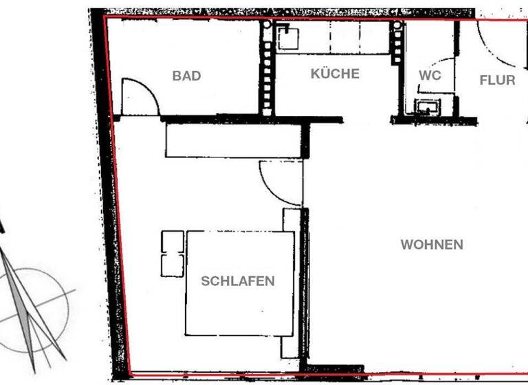 Wohnung zur Miete 640 € 2 Zimmer 45,6 m² 3. Geschoss Lorenzer Str. 15 Lorenz Nürnberg 90402