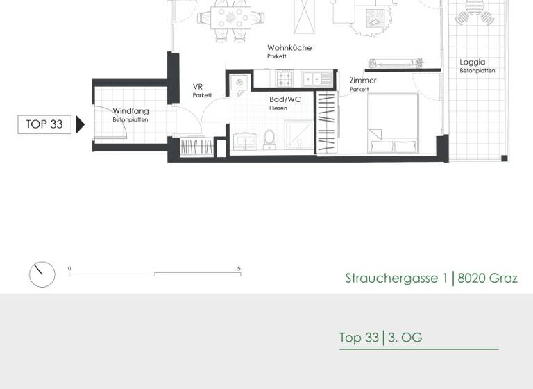 Wohnung zur Miete 576 € 2 Zimmer 47,7 m² 3. Geschoss Strauchergasse 1 Lend Graz 8020