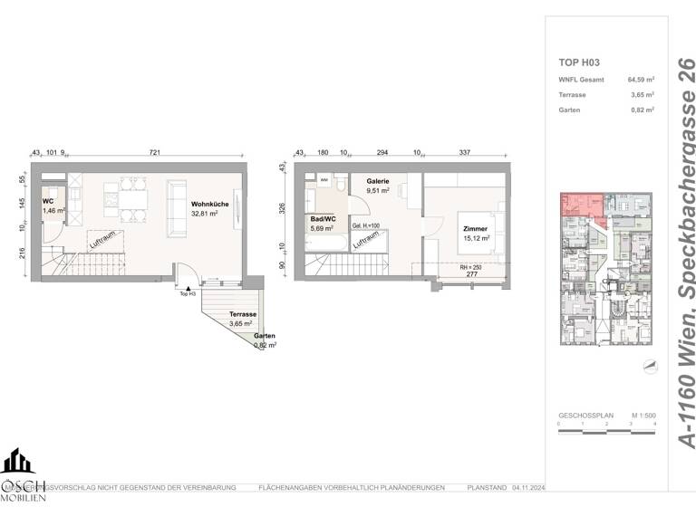 Reihenmittelhaus zum Kauf - Erstbezug 425.000 € 2,5 Zimmer 64,6 m² Wien 1160